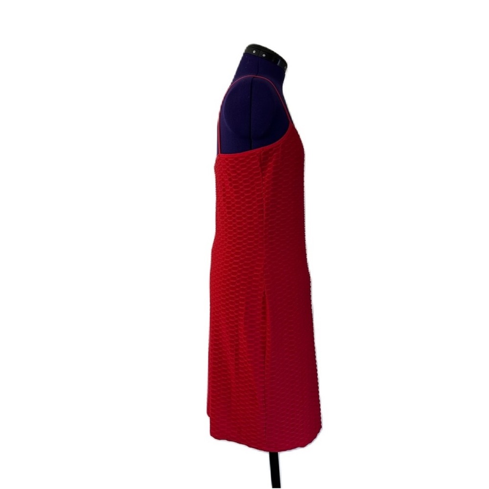 Bebe Red Rhinestone Textured Patterned Dress - Picture 2 of 14